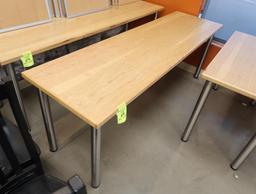 wooden table w/ steel legs