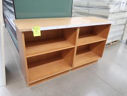 wooden merchandising shelf w/ laminate top