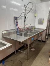 Elkay Stainless Steel 3 Compartment Sink W/ Sprayer And SinkMizer