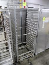 aluminum sheet pan rack, side load, on casters