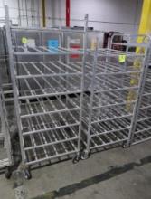 aluminum tub/tray racks, on casters