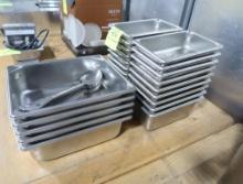 assorted stainless pots & serving spoons