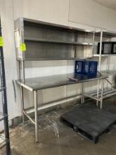 6ft Stainles Steel Table W/ Overshelf