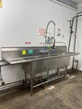 Allstrong Stainless Steel Three Compartment Sink W/ Sprayer