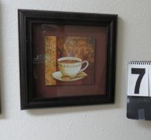 Coffee Cup Framed Art, 11"x11"