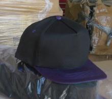 unprinted Baseball snap-back hats (one size fits all…Black and purple)