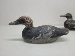 Pair Rigged Wooden Duck Decoys