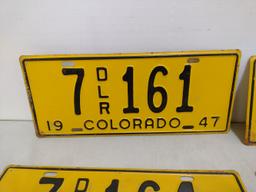 Six 1947 Colorado License Plates