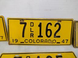 Six 1947 Colorado License Plates