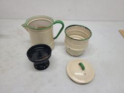 2x Enamelware Coffee Pot & Kettle