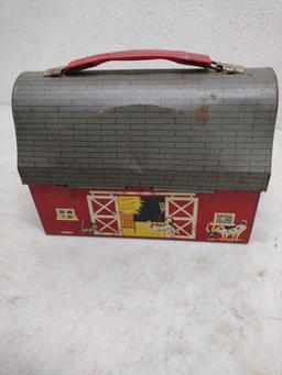 Vintage Metal Barn Lunch Boxes