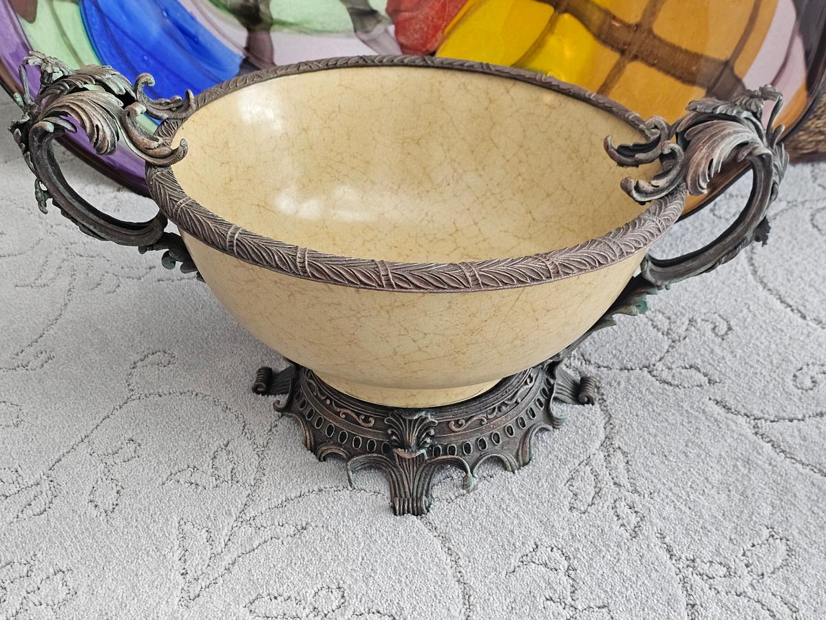 Bronze and Porcelain Centerpiece Bowl