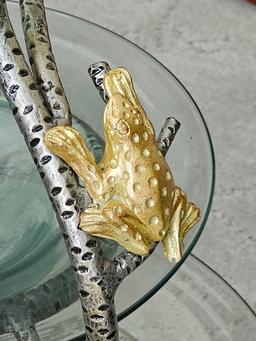 Frogs and Branch Themed Metal and Glass Decor