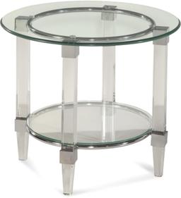 Bassett Mirror Cristal Round End Table in Acrylic and Chrome Finish 2929-220EC