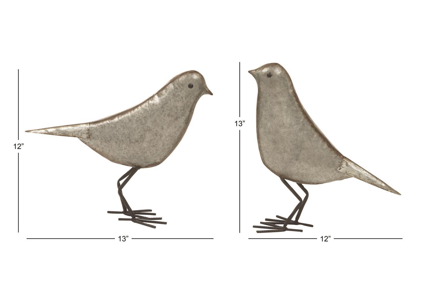 Zimlay Set of 2 Grey Farmhouse Metal Bird Sculpture 12 44526