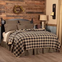 VHC Brand Black Check 68"W X 86"L Twin Coverlet 42373