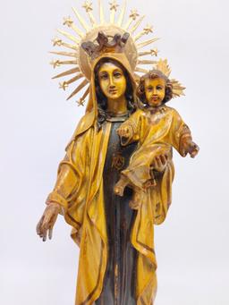 Antique Virgin and Child Wood Pulp