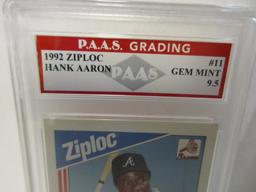 Hank Aaron Atlanta Braves 1992 Ziploc #11 graded PAAS Gem Mint 9.5