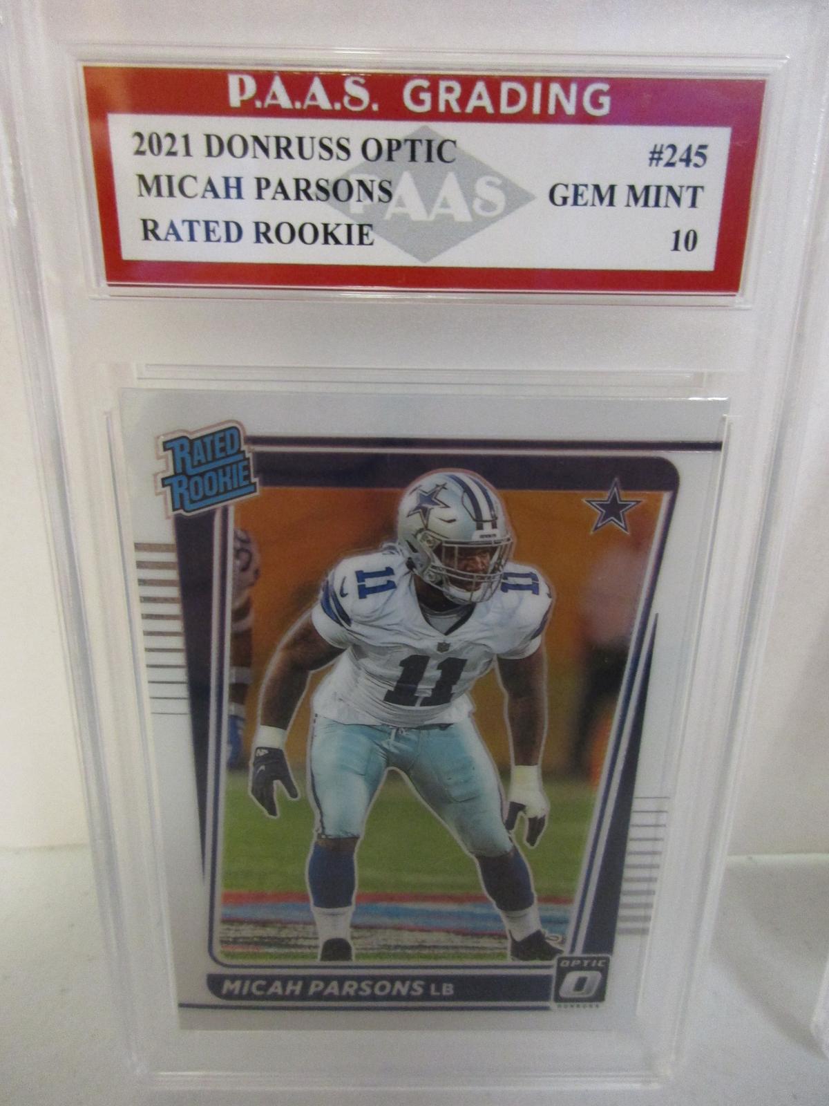 Micah Parsons Cowboys 2021 Donruss Optic Rated ROOKIE #245 graded PAAS Gem Mint 10