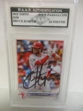 Bryce Harper of the Philadelphia Phillies signed autographed slabbed sportscard PAAS COA 153
