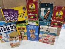 Snack Lot - Welch's Fruit Snacks /Raisins / Nature Valley & More