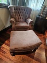 Upholstered Throne Chair with Ottoman