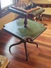 Two Tier Leather Top Side Table