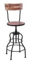 Adjustable Height Bar Chair Round Seat High Back Rest Bar Decor 55925