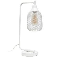 Lalia Home Industrial Mesh Desk Lamp With White Finish LHD-2000-WH