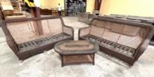 Hanah 3 Piece Set, (2) Sofa's and (1) Table, This is Made of Heavy Duty Poly Resin and Powder Coated