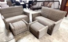 Oxford Woven  4 Piece Set, (2) Love Seats (W57255) and (2) Ottomans (W5715) This Set is Made with He