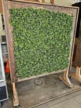 50" x 67" Rolling Wood Decorative Dividers with Artificial Hedge Mats