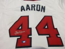 Hank Aaron of the Atlanta Braves signed autographed baseball jeresey TAA COA 061