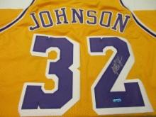 Magic Johnson of the LA Lakers signed autographed basketball jersey TAA COA 144