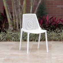 BRAND NEW OUTDOOR RECYCLED RESIN WHITE STACKING CHAIR - PACK OF 4