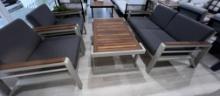 Belvedere a 4 Piece Outdoor Patio Furniture Set with a 2 Seater Sofa, Side Chairs and a Teak Top Cof