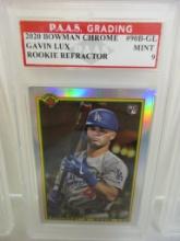 Gavin Lux Dodgers 2020 Bowman Chrome ROOKIE Refractor #90B-GL graded PAAS Mint 9