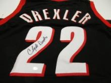 Clyde Drexler of the Portland Trail Blazers signed autographed basketball jersey PAAS COA 383