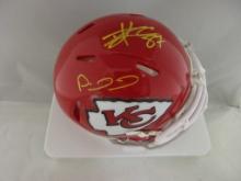 Patrick Mahomes Travis Kelce of the KC Chiefs signed autographed mini football helmet BSA COA 516