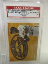 Barry Bonds San Francisco Giants 1996 Fleer Lumber Co. #3 graded PAAS Gem Mint 10