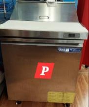 Kratos 29" stainless steel single door refrigerated sandwich prep table. Model 69K-769 with an (8) p