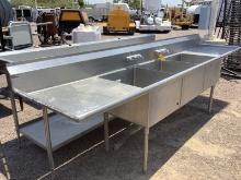 STAINLESS STEEL SINK AND PREP TABLE,