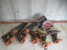 RIDGID 18V CORDLESS TOOL SET, INCLUDING CIRCULAR SAW, DRILL DRIVER *NO BATTERIES, (2) RECIPROCATING