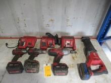 MILWAUKEE 18V CORDLESS TOOL SET, INCLUDING 3/8'' IMPACT, DRILL DRIVER, 1/2'' IMPACT, & RECIPROCATING