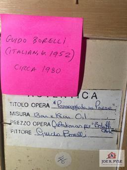 Guido Borelli 'Passeggiata in Paese' Circa 1980