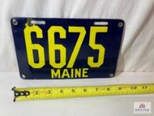 1913 "Maine 6675" Porcelain License Plate