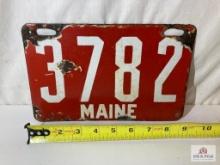 1911 "Maine 3782" Porcelain License Plate