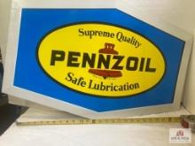 1950's "Pennzoil: Supreme Quality Safe Lubrication" plastic Sign