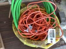 OIL DRAIN PAN, 10 FT GARDEN HOSE, 3 EXTENSION CORD,