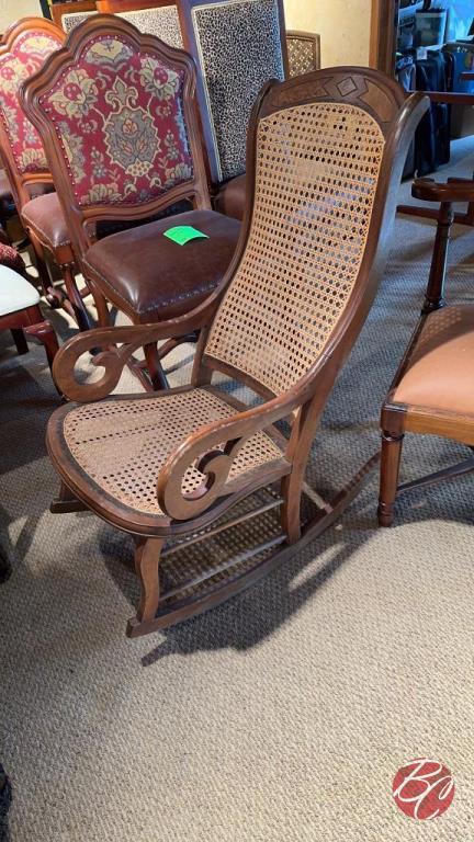 Antique Hand and Carved Mahogany Rocking Chair